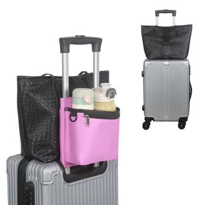 Luggage Travel Cup Holder with Luggage Straps Free Hand Drink Caddy Beverage Holder Travel Accessories Gift for Flight Attendants Businessmen Travelers Fits Roll on Suitcase Handles Black