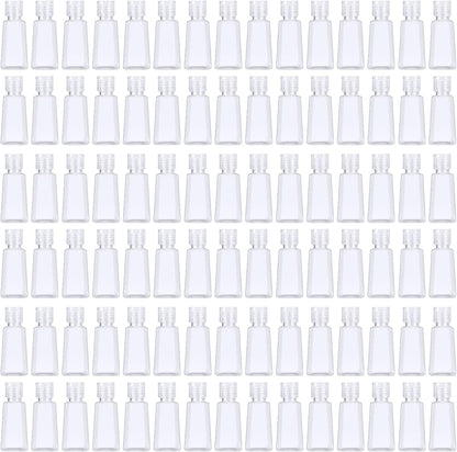 JAPCHET 100 PCS 1 oz Clear Plastic Travel Bottles with Flip Cap, Travel Size Refillable Flip Top Bottles, Small Portable Flip Cap Containers for Liquid, Lotion, Essential Oils, Shampoo and Toiletries