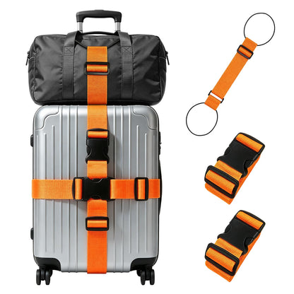 4-Pack Luggage Straps for Suitcases with 2 Connector Strap