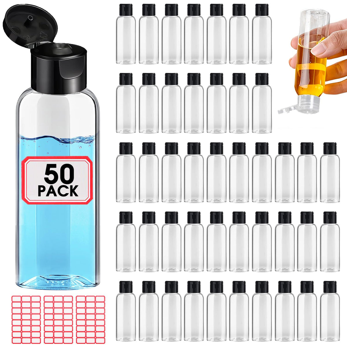 100pcs Empty 3.4 oz Travel Bottles with Flip Cap for Liquids Lotion