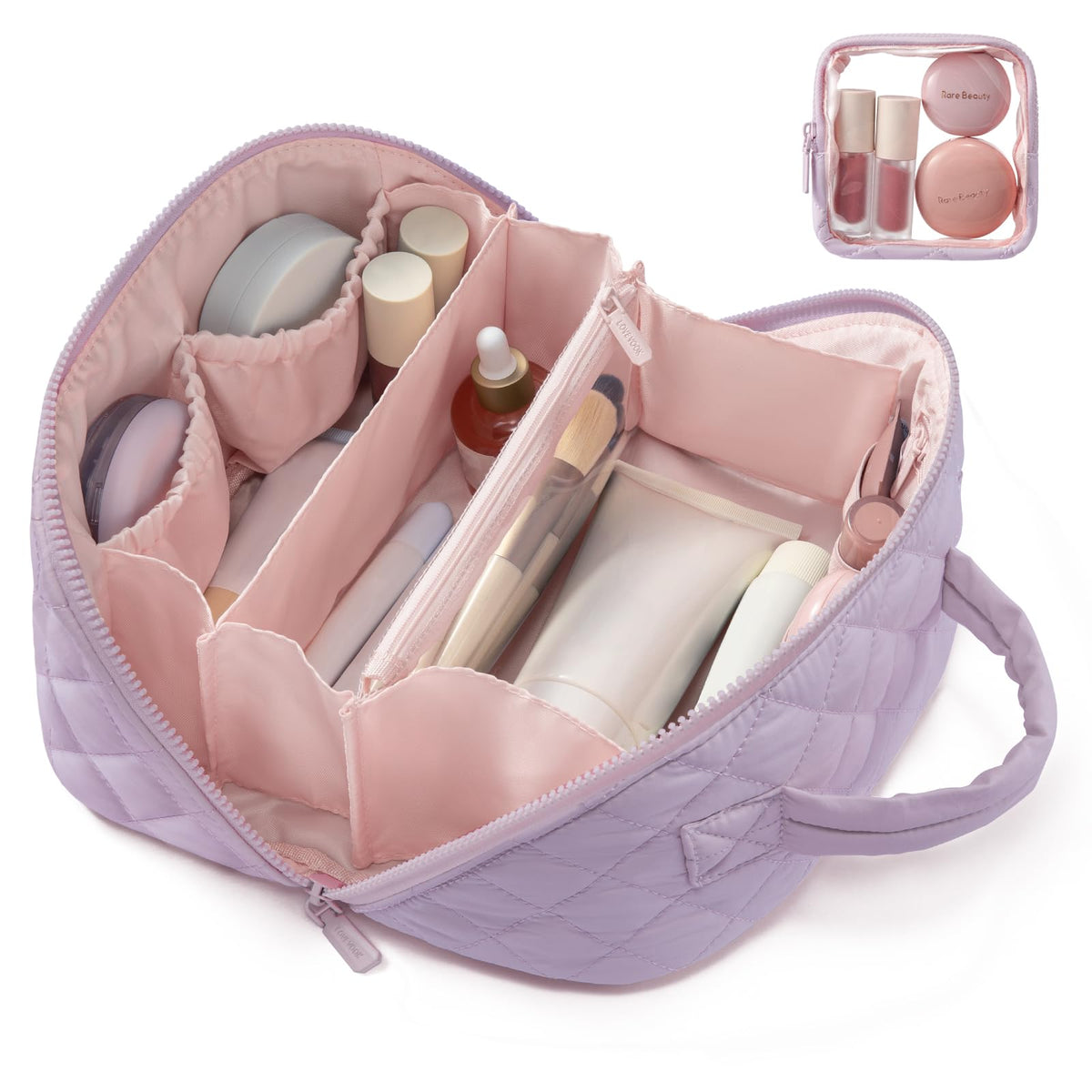 LOVEVOOK Travel Makeup Bag for Women With Mirror, Small Toiletry Bag