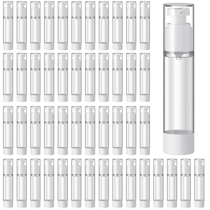 Sabary 60 Pcs Clear Airless Pump Bottles Refillable Cosmetic Travel Size Dispenser Vacuum Plastic Travel Bottles Empty Lotion Pump Dispenser Liquid Toiletry Container(1 oz)