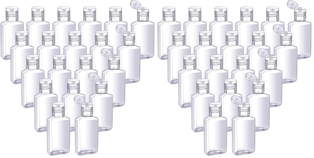Patelai 50 Pcs Clear Empty Travel Bottles 30 ml/ 1 oz Flip Cap Empty Hand Sanitizer Bottles Container Portable Refillable Flip-top Container for Travel Outdoor Camping Business Trip