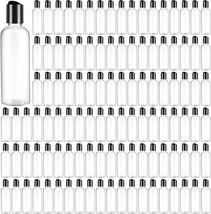 Roshtia 100 Pcs 3.4 oz Travel Bottles Clear Plastic Refillable(Black)