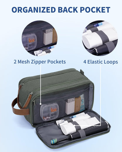 WANDF Travel Toiletry Bag for Men, Canvas Shaving Dopp Kit