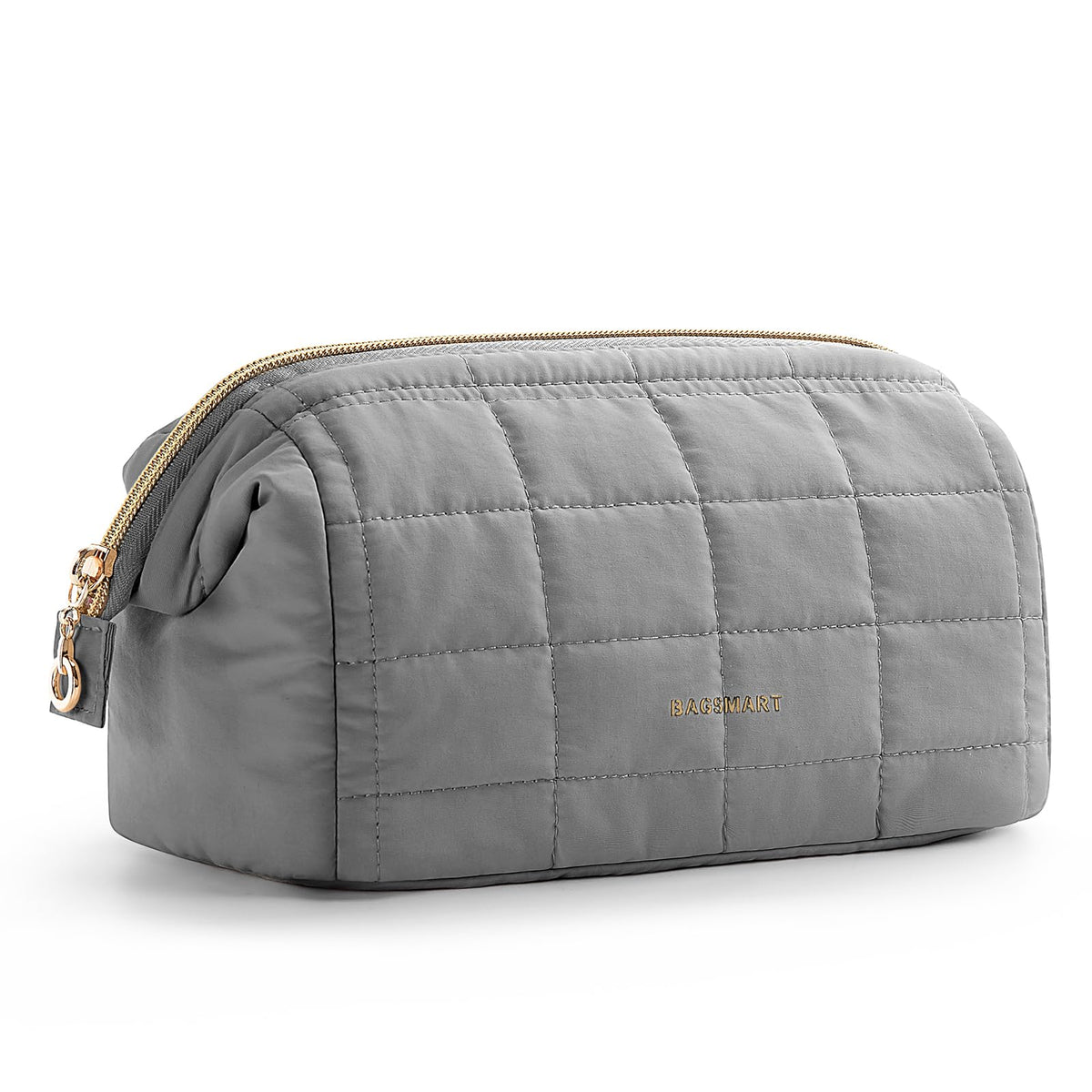 BAGSMART Makeup Bag Travel Toiletry Bag, Wide-open Zipper Pouch, Greige