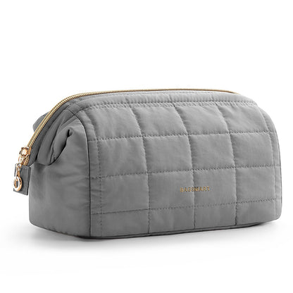 BAGSMART Makeup Bag Travel Toiletry Bag, Wide-open Zipper Pouch, Greige