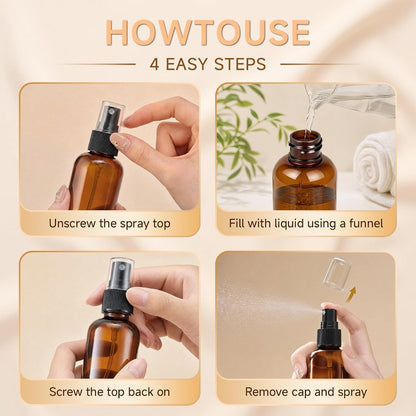 2 oz Amber Small Spray Bottle, Empty Spray Bottles plastic spray bottles Fine Mist Spray for Hair, Travel, Plants, Cleaning Solutions and Skin Care (24)