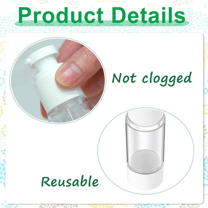 Sabary 60 Pcs Clear Airless Pump Bottles Refillable Cosmetic Travel Size Dispenser Vacuum Plastic Travel Bottles Empty Lotion Pump Dispenser Liquid Toiletry Container(1 oz)