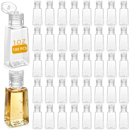 100 Pack 1 Oz Travel Plastic Bottles, Empty Bottles with Flip Cap