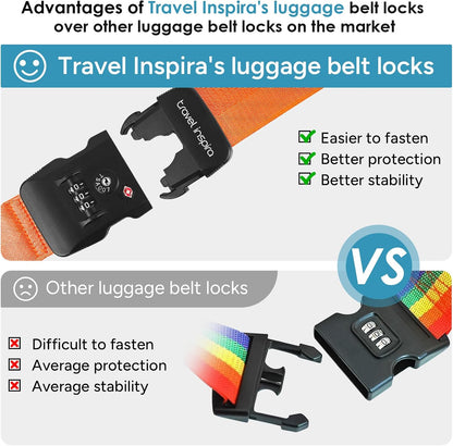 Travel Inspira Heavy Duty Luggage Straps with TSA Lock