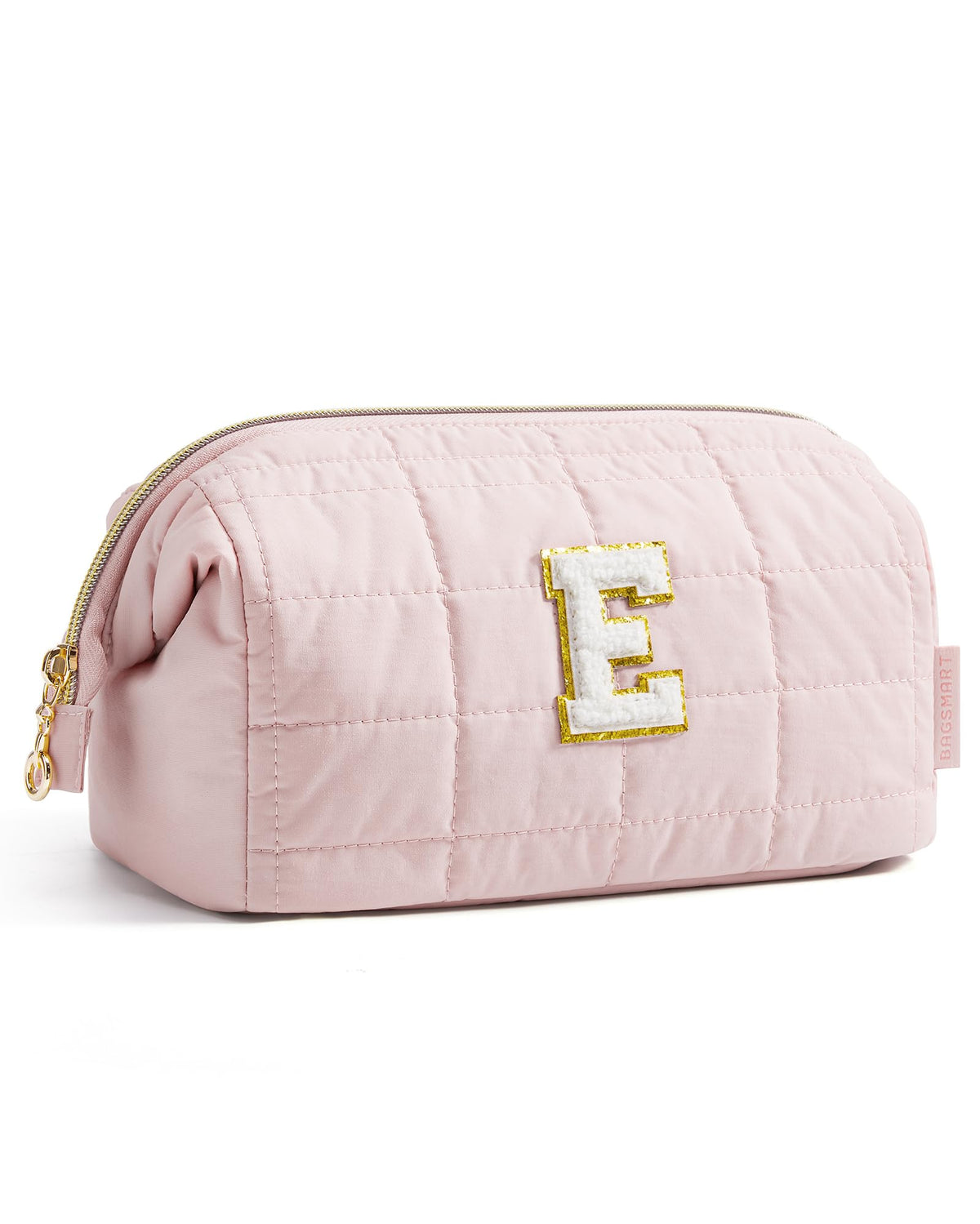 BAGSMART Makeup Bag Travel Toiletry Bag, Wide-open Zipper Pouch, Greige