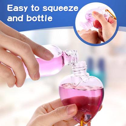 FairySandy 50 Pcs Traveling Bottles with Keychain 2oz Heart Empty Bottle