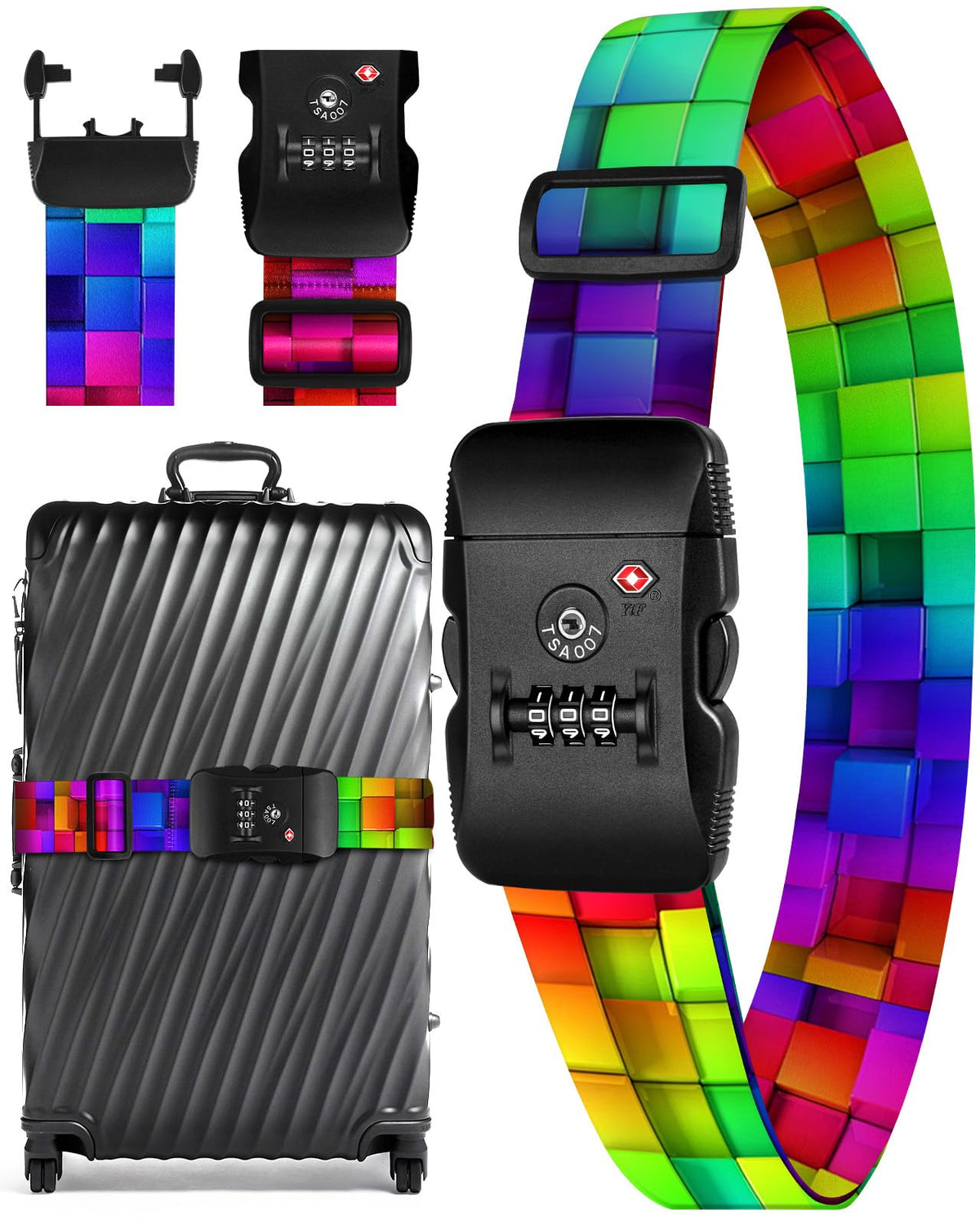 Slohif Luggage Straps TSA Lock for Suitcases - Travel Belt TSA Approved Accessories Luggage Identifiers Carry On Bag with Buckle Nylon Adjustable Band for Add a Bag Butterflies