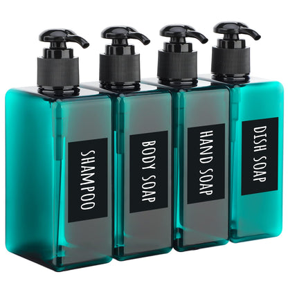 Segbeauty Shampoo Bottles, 3pcs 16.9oz Empty Refillable Pump Dispenser with Labels, 500ml Plastic Reusable Press Lotion Containers for Bathroom Hotel Liquid Soap Body Wash Hand Soap Conditioner Clear