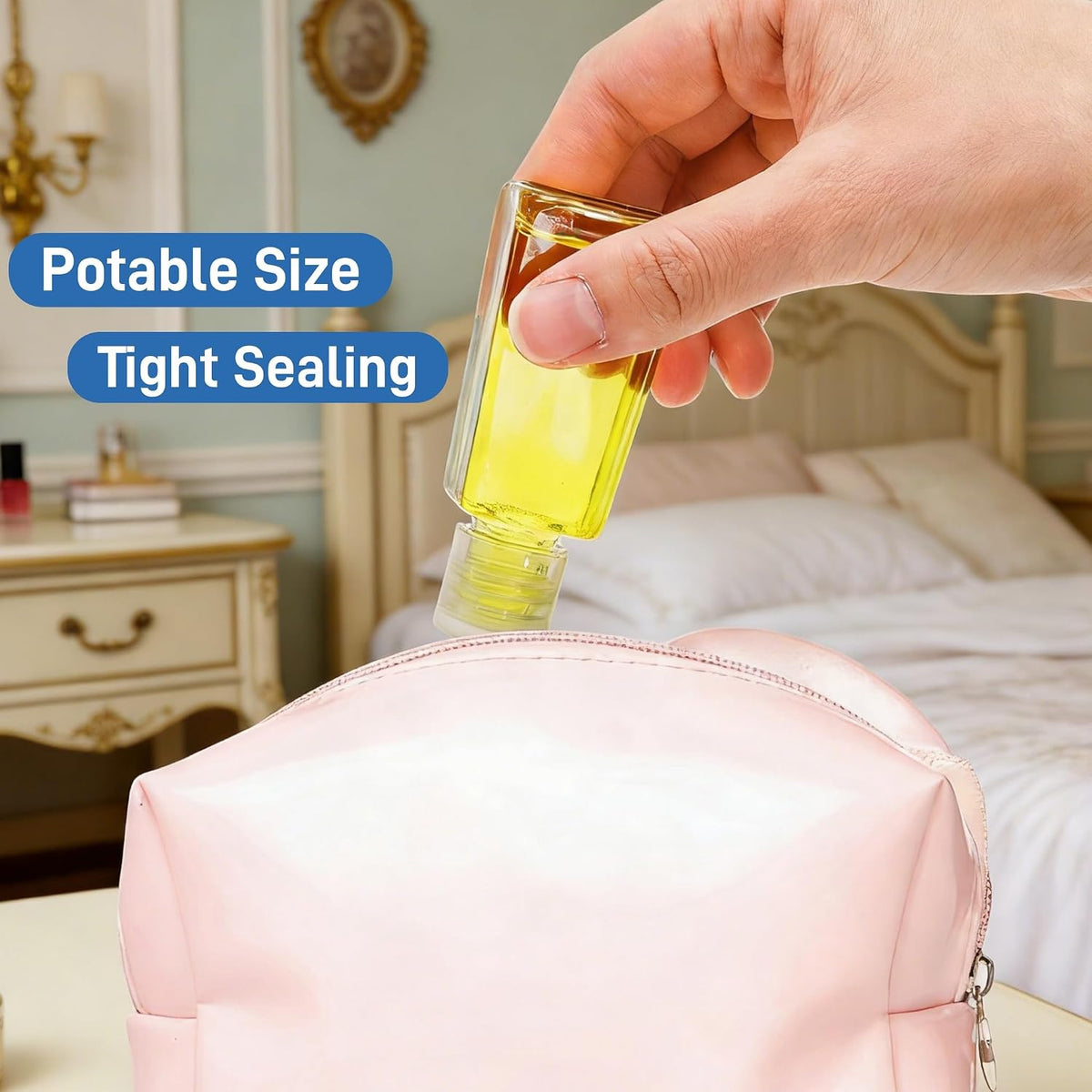 100 Pack 1 OZ Travel Plastic Bottles, Flip Cap Empty Refillable Toiletry Bottle, Mini Clear Hand Sanitizer Bottle, Small Squeeze Sample Container for Shampoo Lotions Liquid Body Soap Cream
