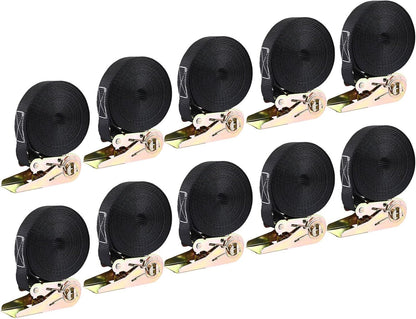 LIFERUN 10-Pack 1 in x 20 ft Endless Ratchet Straps, 1760 lb, Black