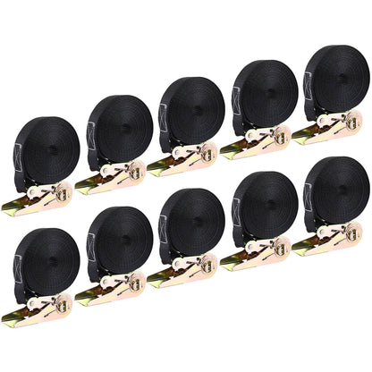 LIFERUN 10-Pack 1 in x 20 ft Endless Ratchet Straps, 1760 lb, Black