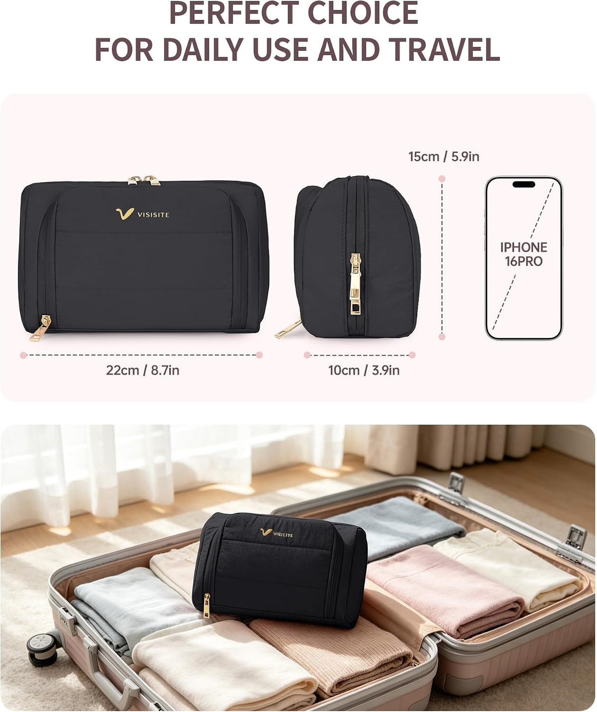 Makeup Bag Travel Toiletry Bag Puffy Padded Cosmetic Bag for Women