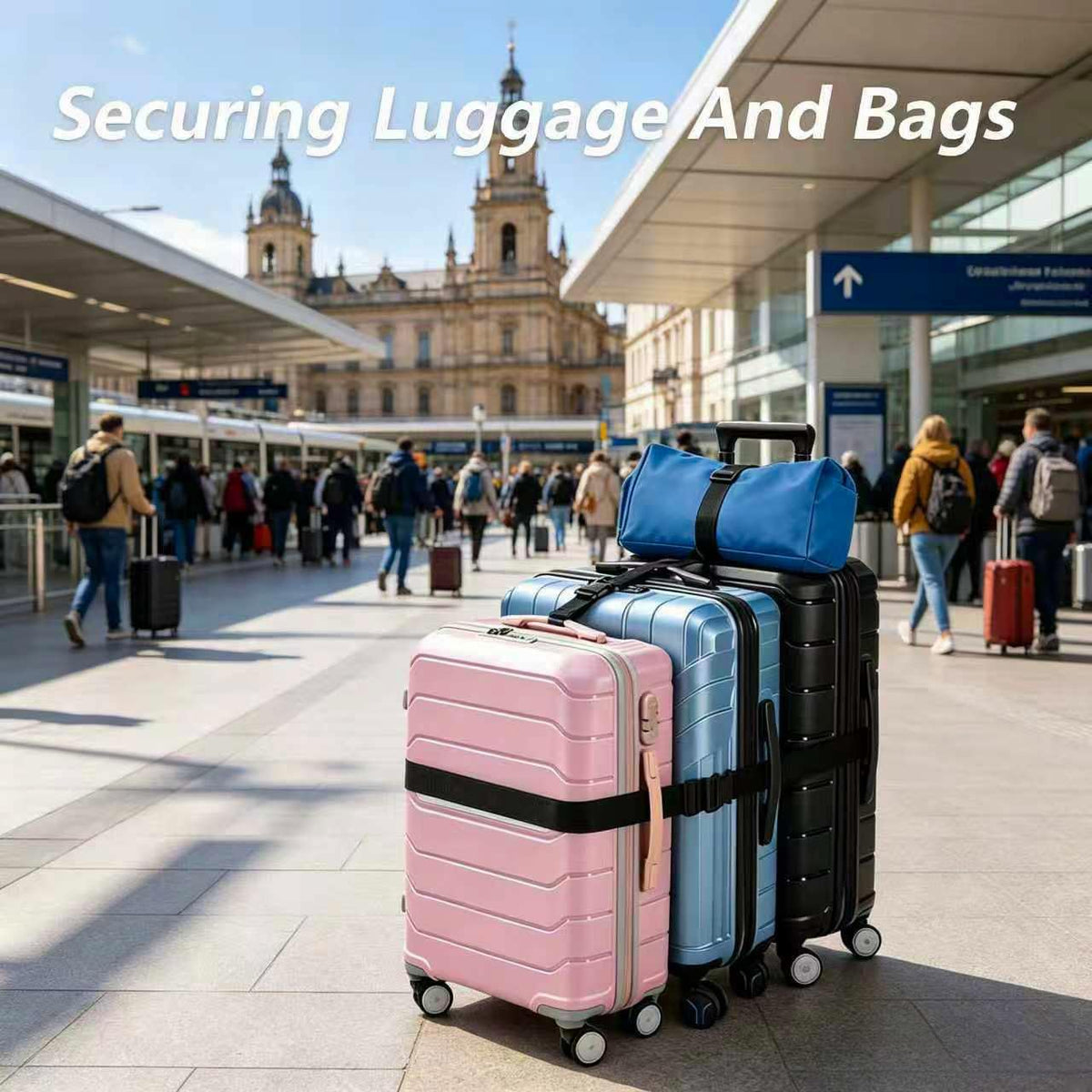 5 Packs Luggage Straps for Suitcases, Connect Up to 4 Suitcases ＆ Add a Bag