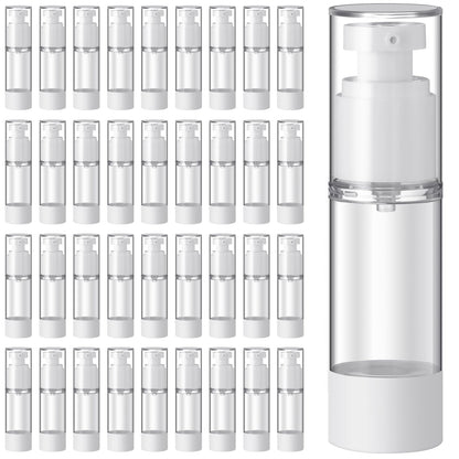 Sabary 60 Pcs Clear Airless Pump Bottles Refillable Cosmetic Travel Size Dispenser Vacuum Plastic Travel Bottles Empty Lotion Pump Dispenser Liquid Toiletry Container(1 oz)