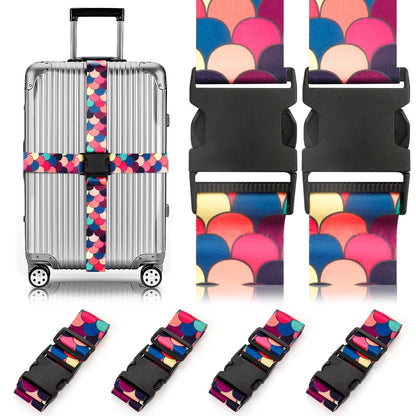 4 Pack Luggage Straps for Suitcases Adjustable Luggage Belt Suitcase Strap Travel Bag Accessories (Scales of Dragon(4 Pack))