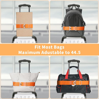 TOOVREN 2-in-1 Travel Belt for Luggage Straps Add a Bag Bungees Suitcase Luggage Strap Over Handle Suitcases Belt for Carry On Bag Adjustable Backpack Attachment Airport Travel Accessories Orange