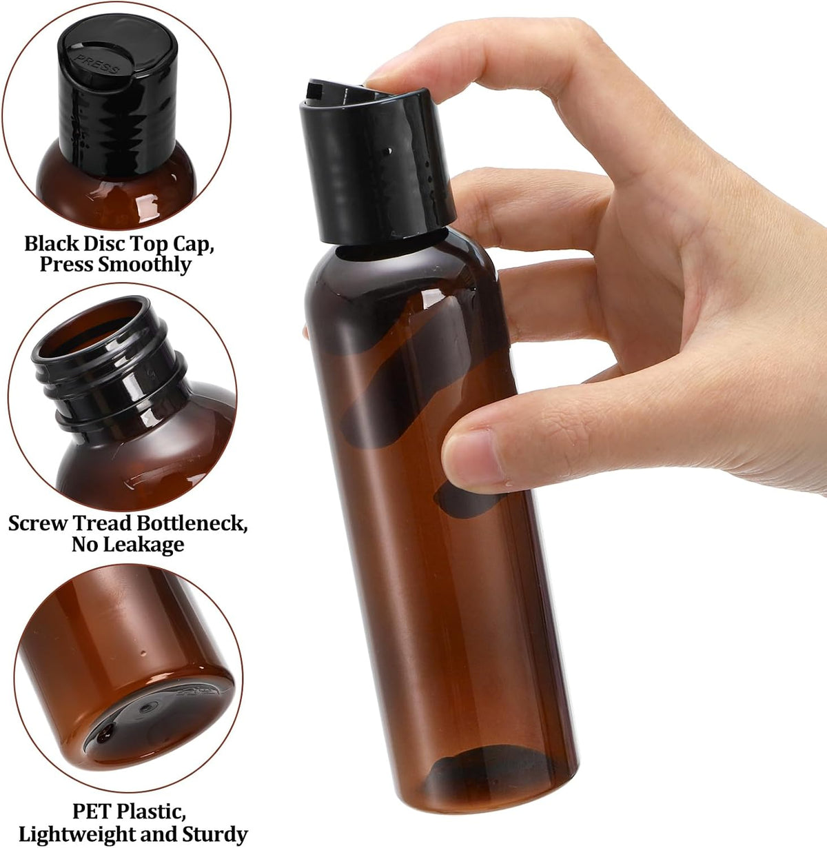 Bekith 30 Pack 4oz Travel Bottles for Toiletries, Small Plastic Squeeze Bottles with Flip Cap, Leakproof Empty Refillable Travel Size Containers For Shampoo, Lotions, Liquid Body Soap