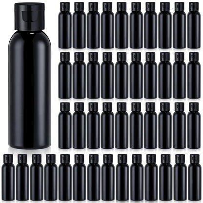 Zhehao 200 Pcs 2 oz Clear Plastic Empty Bottles with Lids(Black Cap)