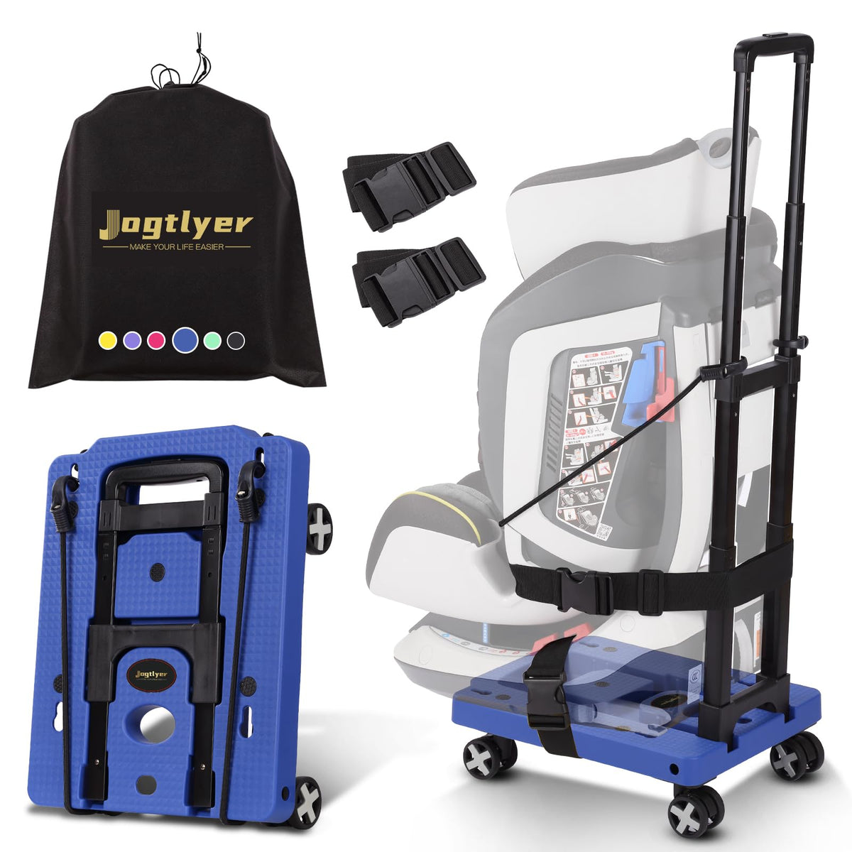 Portable Car Seat Dolly for Airport,Foldable Travel Hand Truck