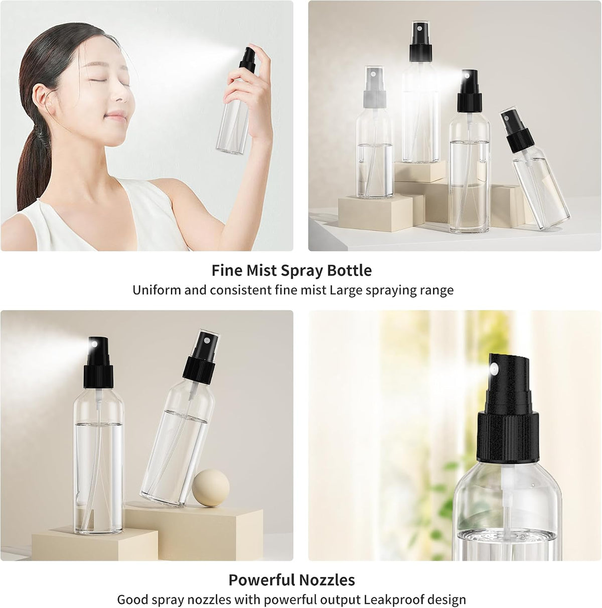 EPHECH 1oz/30ml Small Spray Bottles, 100PCS Travel Plastic Spray Bottles