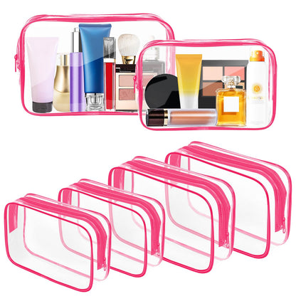 AURUZA Clear Makeup Bag,Portable Travel Toiletry Bags with Zipper, TSA Approved Clear Organizer Bags, PVC Cosmetic Pouch for Airport Airline Compliant