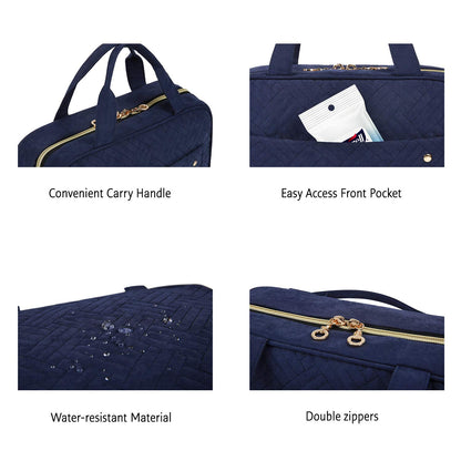 BAGSMART Toiletry Bag Travel Bag with Hanging Hook, Water-resistant Makeup Cosmetic Bag Travel Organizer for Accessories, Shampoo, Full Sized Container, Toiletries, Large-Blue