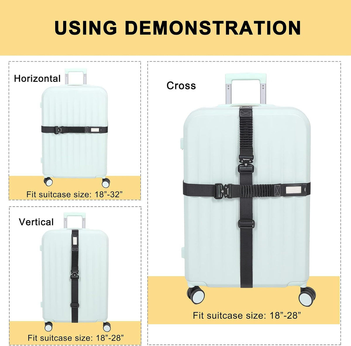 Vigorport Luggage Straps for Suitcases TSA Approved Suitcase Belt