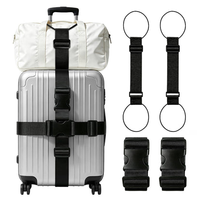 4-Pack Luggage Straps for Suitcases with 2 Connector Strap