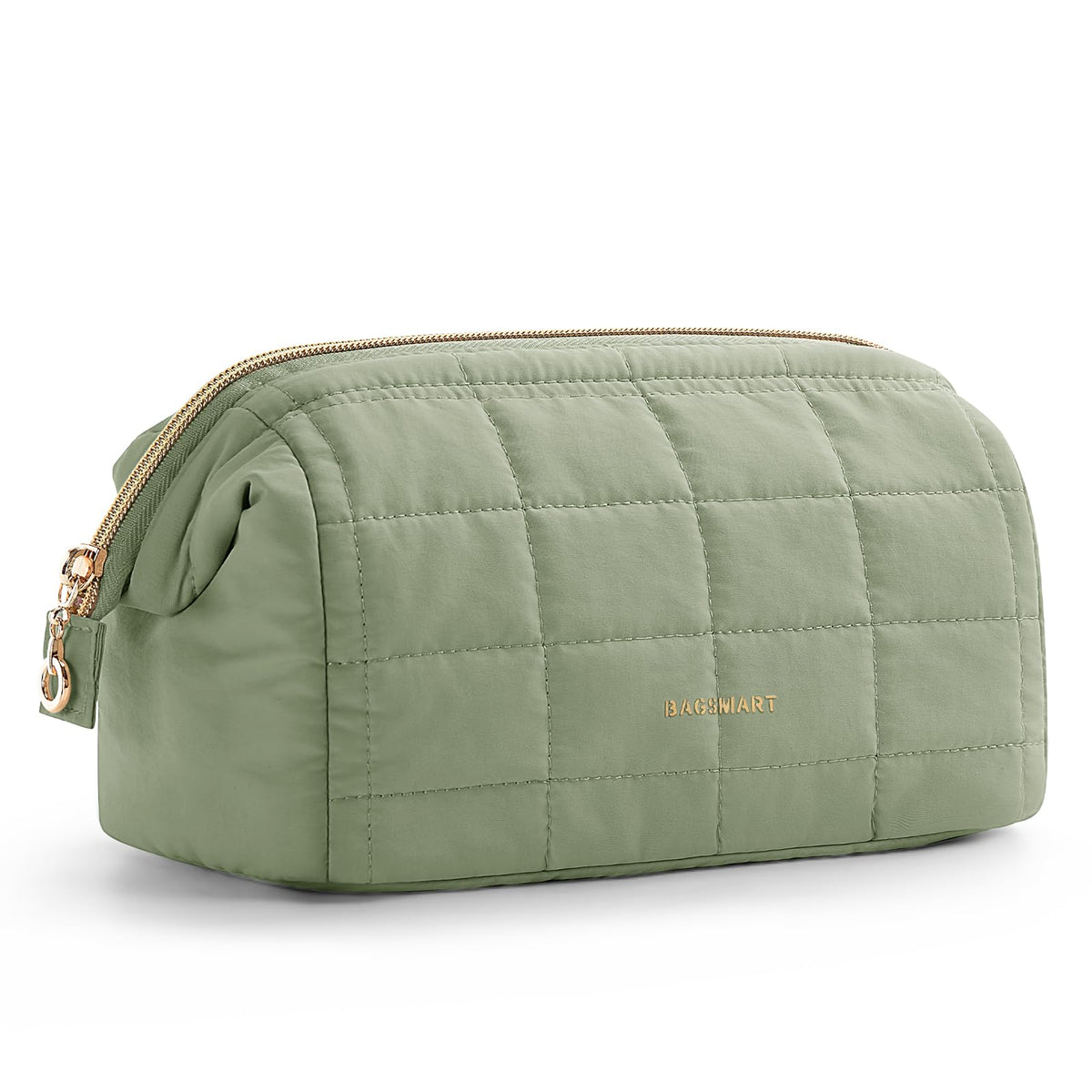 BAGSMART Makeup Bag Travel Toiletry Bag, Wide-open Zipper Pouch, Greige
