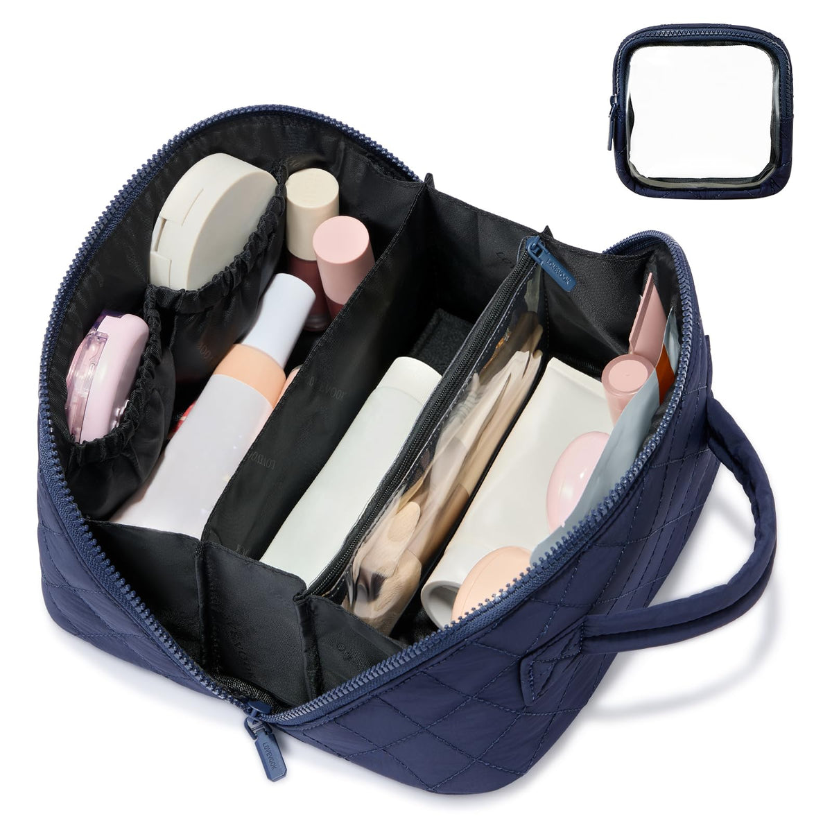 LOVEVOOK Travel Makeup Bag for Women With Mirror, Small Toiletry Bag