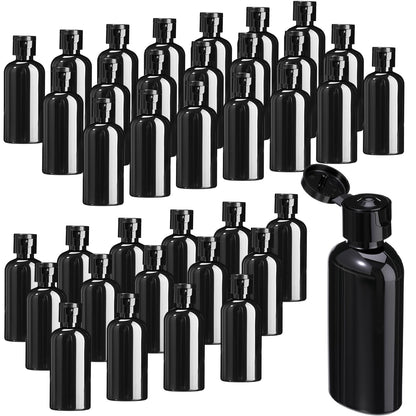 Domensi 50 Pcs 3.4 oz Black Travel Squeeze Bottles with Lids