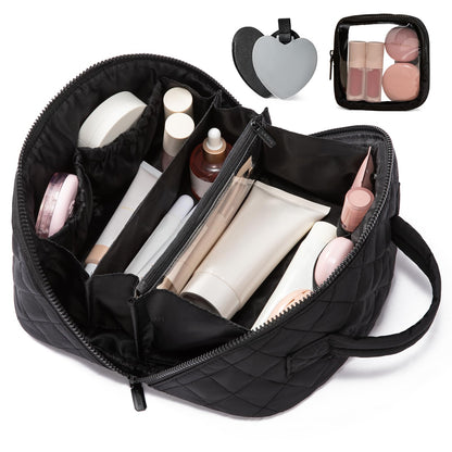 LOVEVOOK Travel Makeup Bag for Women With Mirror, Small Toiletry Bag