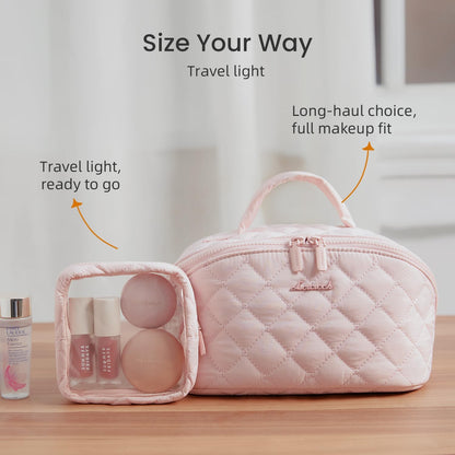 LOVEVOOK Travel Makeup Bag for Women With Mirror, Small Toiletry Bag