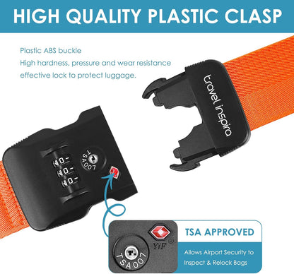 Travel Inspira Heavy Duty Luggage Straps with TSA Lock