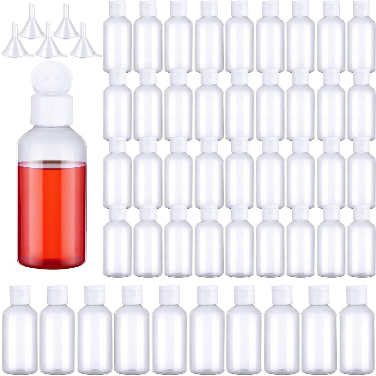 Eccliy 100 Pack 2 OZ Clear Plastic Bottles Travel Lotion Bottle