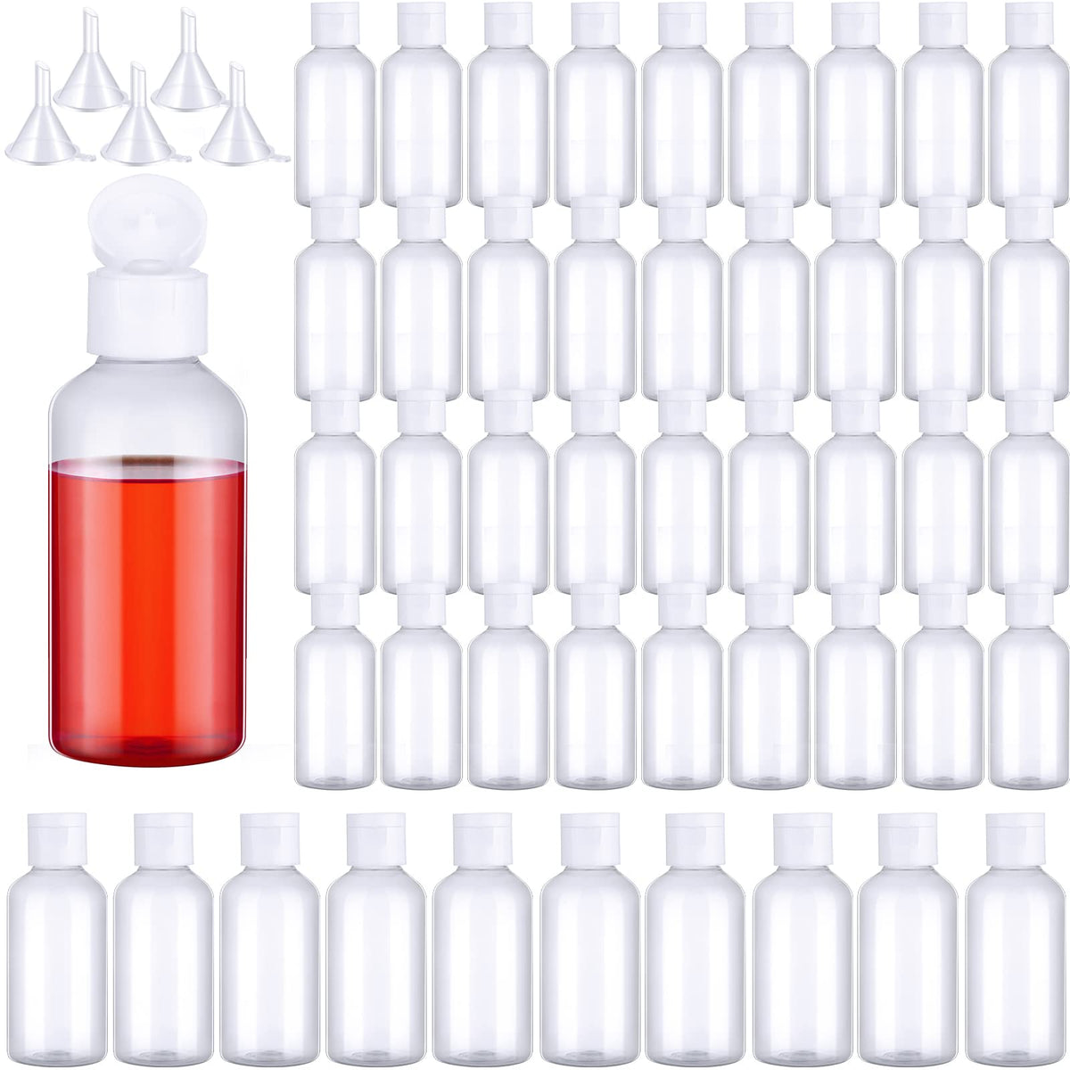 Eccliy 100 Pack 2 OZ Clear Plastic Bottles Travel Lotion Bottle