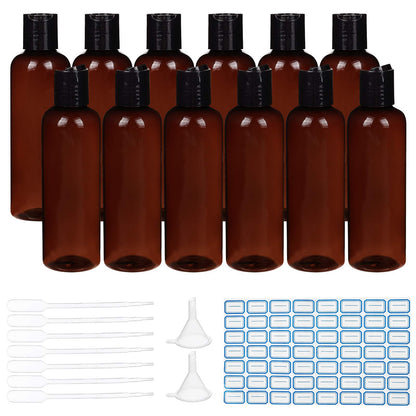 BENECREAT 8 Pack 6.7oz PET Plastic Bottles, Clear Refillable Travel Bottles with Press Disc Flip Cap for Shampoo, Conditioner, Lotion, Cream, Cosmetics & DIY Projects