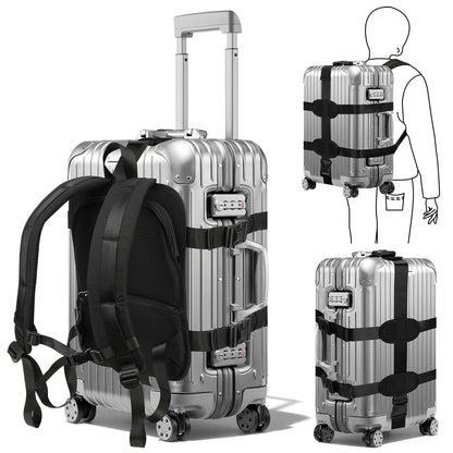 Heavy-Duty Backpack Carrying Straps System for 22-30 Inch Suitcase Luggage Hardcase for Adventure Travel Cobble Stone Streets Stair - L