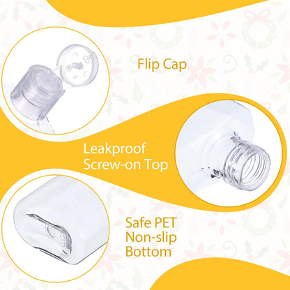 100 Pcs 1 oz Clear Plastic Travel Bottles, Empty Refillable Bottles with Flip Caps, Portable Containers for Business Trip, Outdoor Camping, Shampoo, Lotion and More