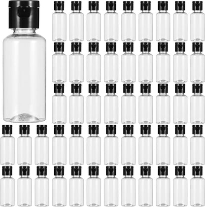 Lnrueg 100 PCS 1OZ Travel Bottles with Flip Cap - 30 ml Clear Plastic Travel Size Containers, Portable Leak Proof Squeeze Bottles Refillable Empty Cosmetic Containers for Liquid Shampoo Lotion, Black