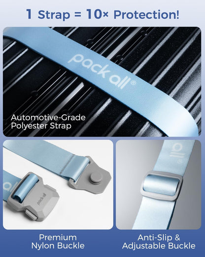 pack all Magnetic Quick-Release Luggage Strap, Fits 18-32 Inch Suitcases