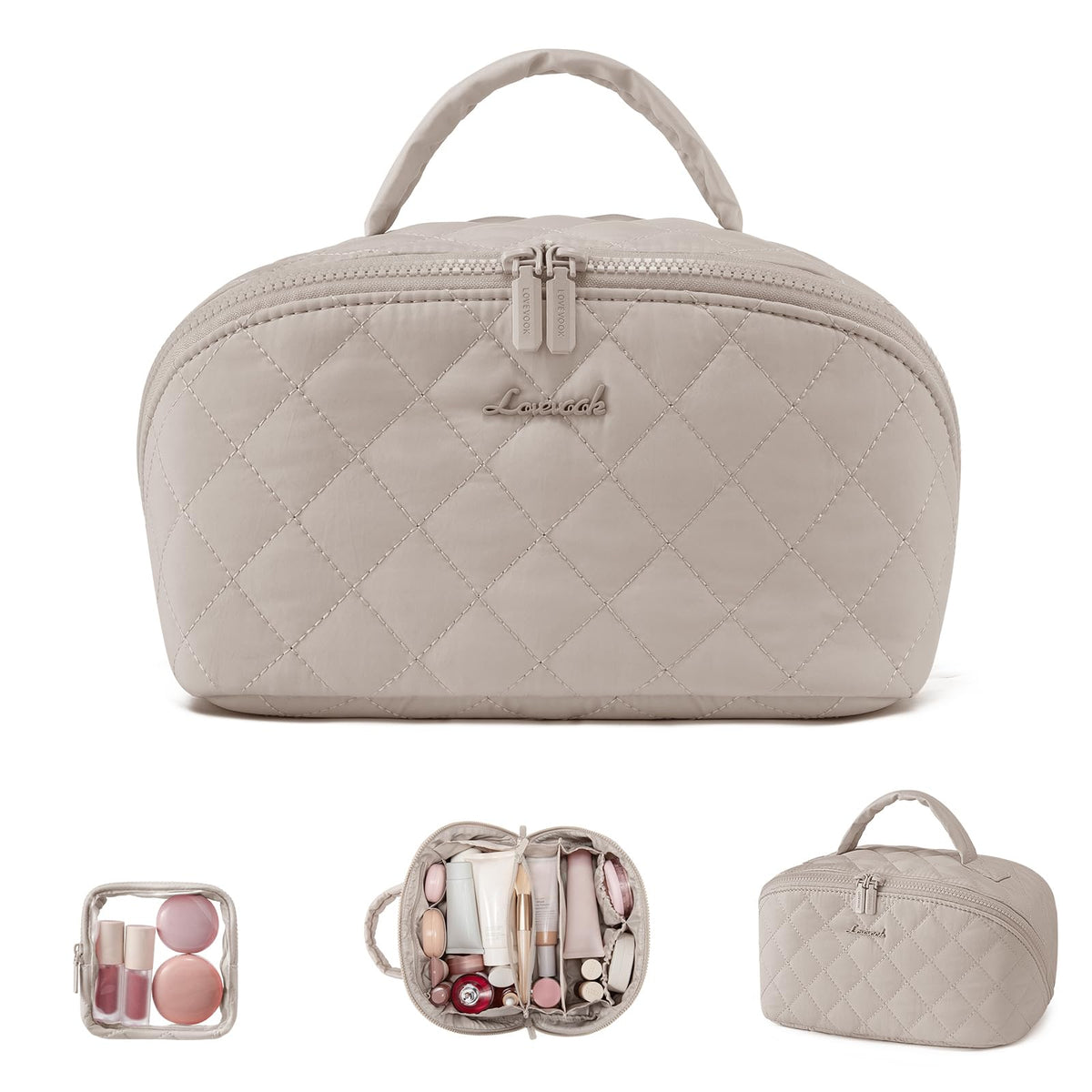 LOVEVOOK Travel Makeup Bag for Women With Mirror, Small Toiletry Bag