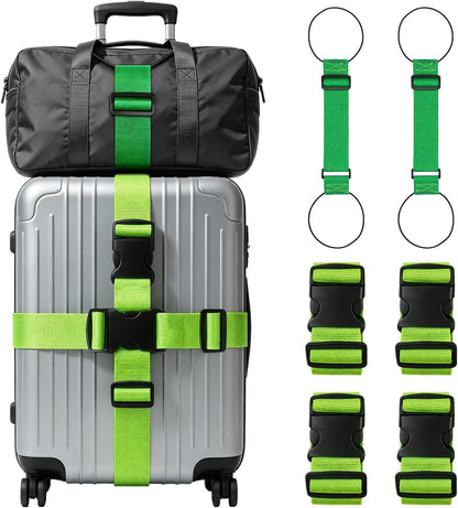 4-Pack Luggage Straps for Suitcases with 2 Connector Strap